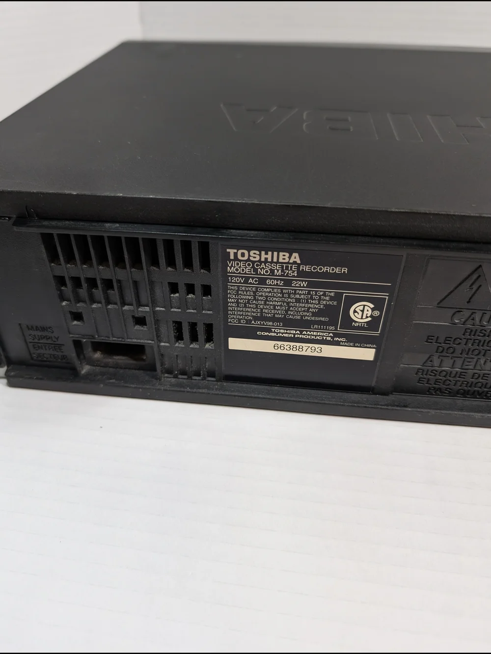 Toshiba VCR M-754 No Remote
